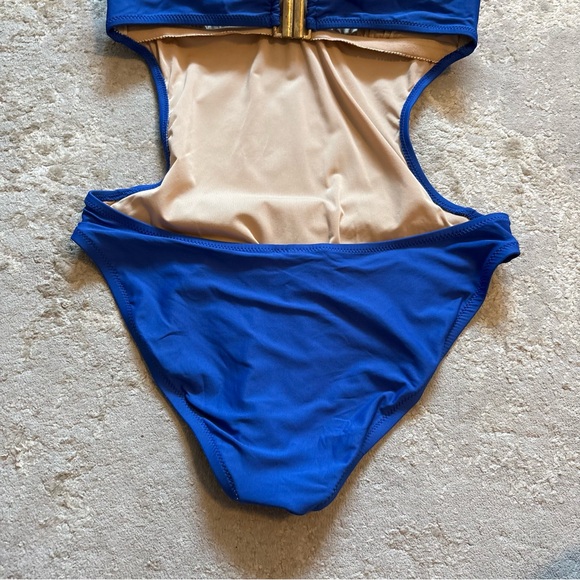 J Crew One Piece Monokini Cut Out Royal Blue Swim Suit Size 8 - Picture 9 of 15